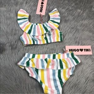 Hugo Loves Tiki 6T Girls Striped Terry Cloth Crop Top Bloomer Play Set